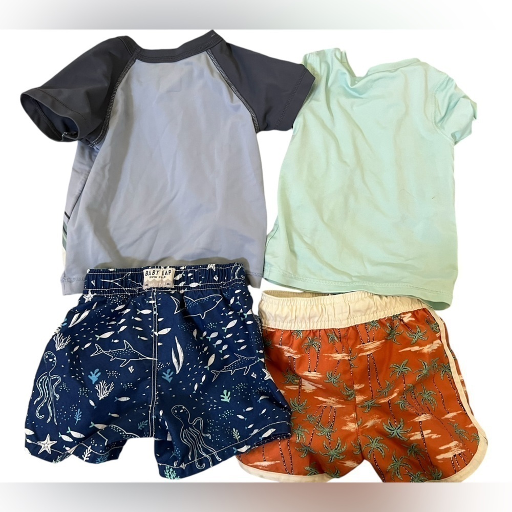 2 sets of bathing suits top and bottoms shortsleeve shorts size 12-18 months - Picture 2 of 10
